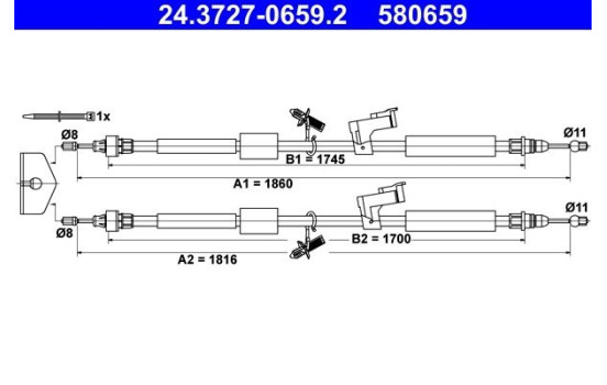 Cable, parking brake 24.3727-0659.2 ATE