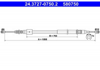 Cable, parking brake 24.3727-0750.2 ATE