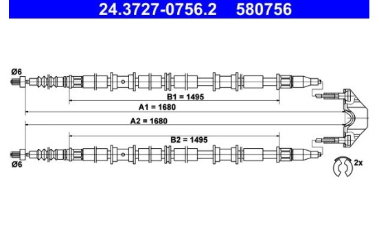 Cable, parking brake 24.3727-0756.2 ATE