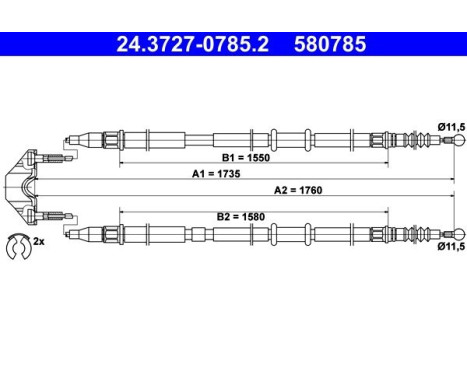 Cable, parking brake 24.3727-0785.2 ATE