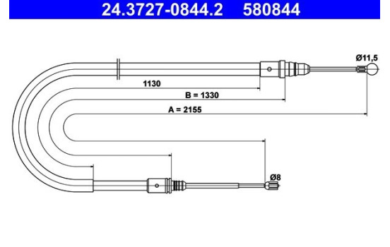 Cable, parking brake 24.3727-0844.2 ATE