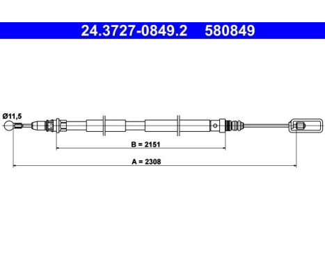 Cable, parking brake 24.3727-0849.2 ATE