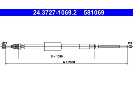 Cable, parking brake 24.3727-1069.2 ATE