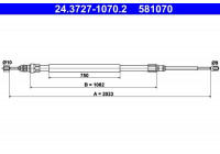 Cable, parking brake 24.3727-1070.2 ATE