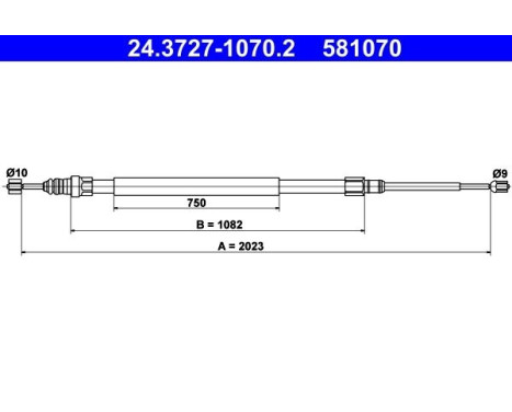 Cable, parking brake 24.3727-1070.2 ATE