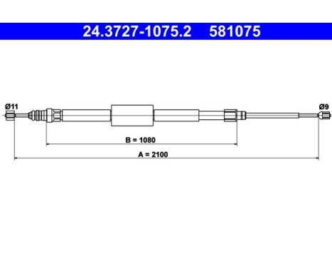 Cable, parking brake 24.3727-1075.2 ATE