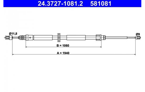 Cable, parking brake 24.3727-1081.2 ATE