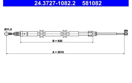 Cable, parking brake 24.3727-1082.2 ATE