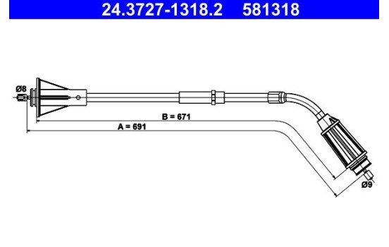 Cable, parking brake 24.3727-1318.2 ATE
