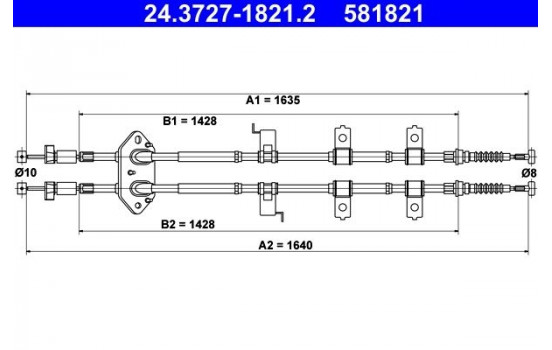 Cable, parking brake 24.3727-1821.2 ATE