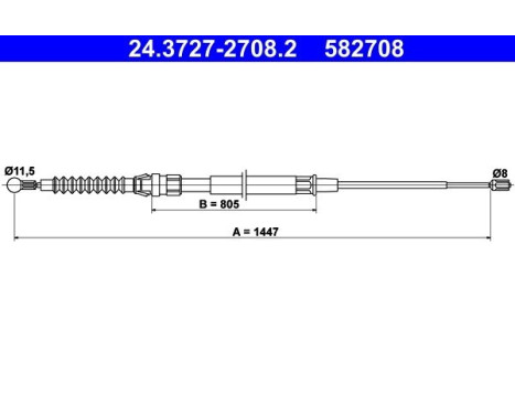 Cable, parking brake 24.3727-2708.2 ATE