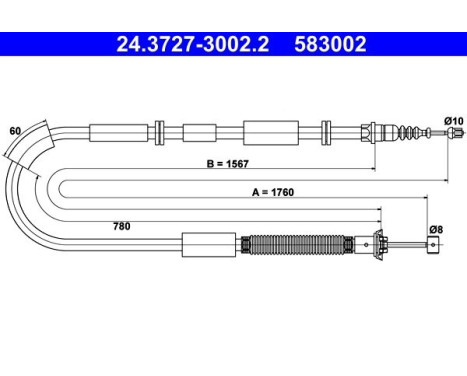 Cable, parking brake 24.3727-3002.2 ATE