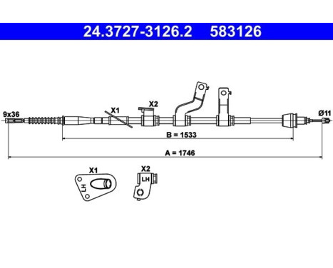 Cable, parking brake 24.3727-3126.2 ATE