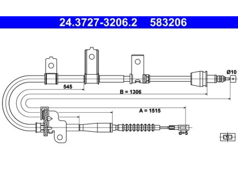 Cable, parking brake 24.3727-3206.2 ATE