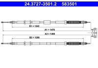 Cable Pull, parking brake 24.3727-3501.2 ATE