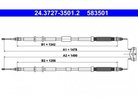 Cable Pull, parking brake 24.3727-3501.2 ATE