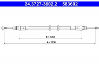 Cable Pull, parking brake 24.3727-3602.2 ATE