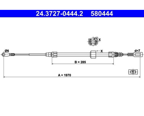 Pull cable, parking brake 24.3727-0444.2 ATE