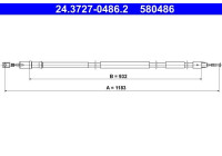 Pull cable, parking brake 24.3727-0486.2 ATE