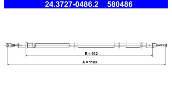 Pull cable, parking brake 24.3727-0486.2 ATE