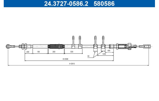 Pull cable, parking brake 24.3727-0586.2 ATE, Image 2