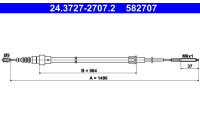 Pull cable, parking brake 24.3727-2707.2 ATE
