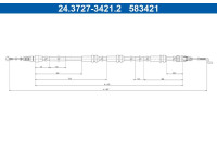 Pull cable, parking brake 24.3727-3421.2 ATE