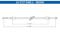 Traction cable, parking brake 24.3727-0492.2 ATE