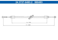 Traction cable, parking brake 24.3727-0493.2 ATE