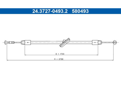 Traction cable, parking brake 24.3727-0493.2 ATE