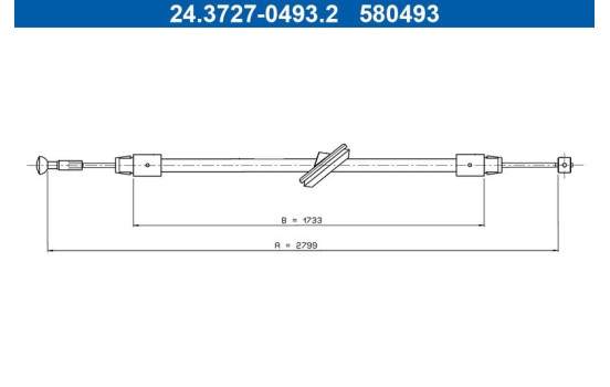 Traction cable, parking brake 24.3727-0493.2 ATE