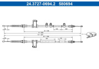 Traction cable, parking brake 24.3727-0694.2 ATE