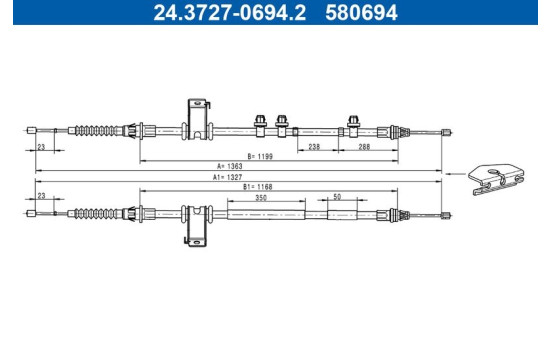 Traction cable, parking brake 24.3727-0694.2 ATE