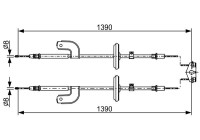 Traction cable, parking brake