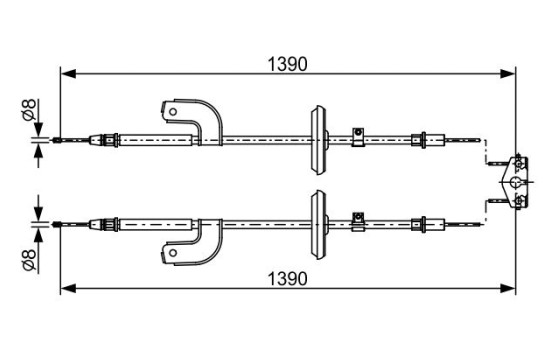 Traction cable, parking brake
