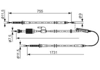 Traction cable, parking brake