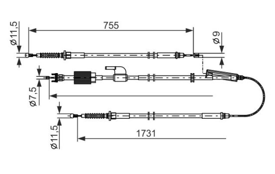 Traction cable, parking brake