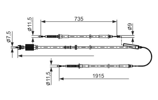 Traction cable, parking brake