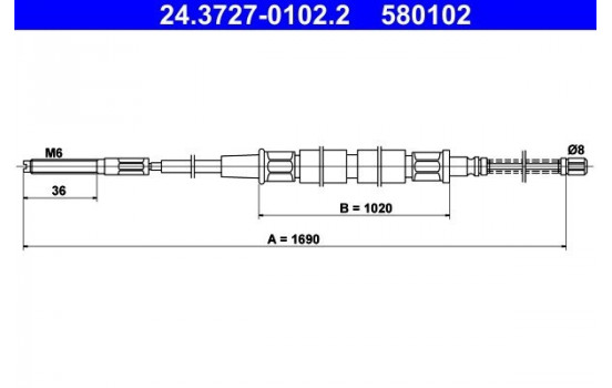 Cable, parking brake 24.3727-0102.2 ATE