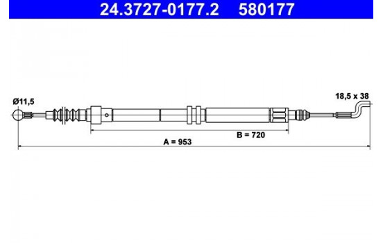 Cable, parking brake 24.3727-0177.2 ATE