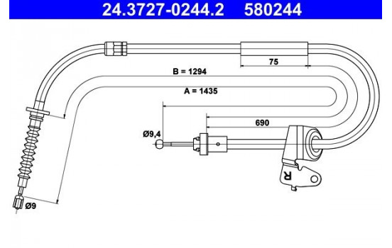 Cable, parking brake 24.3727-0244.2 ATE