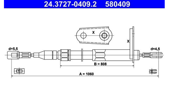 Cable, parking brake 24.3727-0409.2 ATE