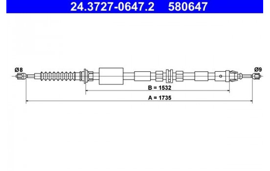 Cable, parking brake 24.3727-0647.2 ATE