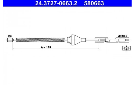 Cable, parking brake 24.3727-0663.2 ATE