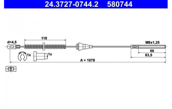 Cable, parking brake 24.3727-0744.2 ATE