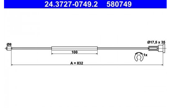 Cable, parking brake 24.3727-0749.2 ATE