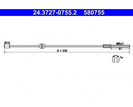 Cable, parking brake 24.3727-0755.2 ATE