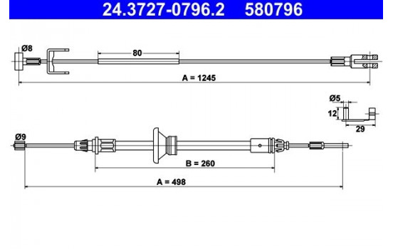 Cable, parking brake 24.3727-0796.2 ATE