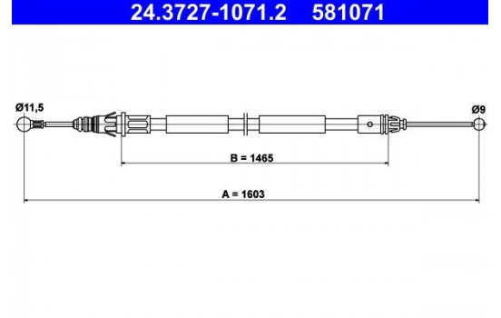 Cable, parking brake 24.3727-1071.2 ATE