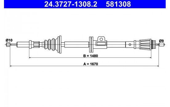 Cable, parking brake 24.3727-1308.2 ATE